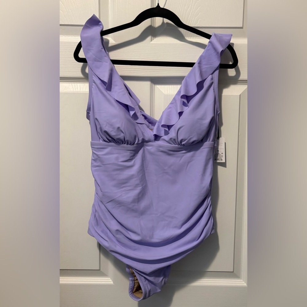 Shade & Shore Light Purple Ruffle One Piece Swimsuit